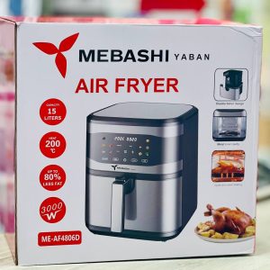 سرخ‌کن مباشی مدل ME-AF4806D | ظرفیت ۱۵ لیتری، دو المنت ۳۰۰۰ وات، صفحه نمایش لمسی